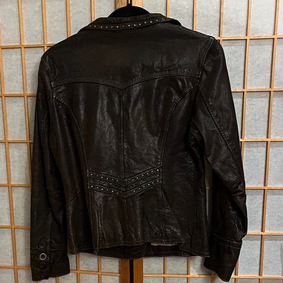 Women's Small Brown Leather with Copper Rivets Jacket by Hidesign - Picture 2 of 9